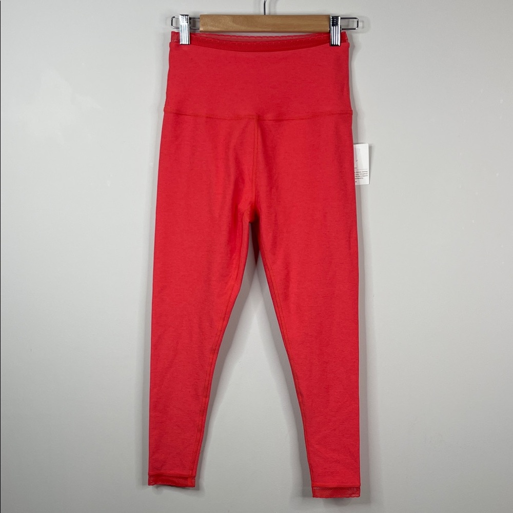 Beyond Yoga NWT Allure Midi Leggings Red Ash Heather Lace Trimmed Size Large